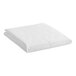 A folded white cotton and polyester flat sheet in an extra-large queen size.