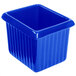 A Tablecraft cobalt blue cast aluminum rectangle server with ridges.