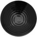 A black Elite Global Solutions melamine bowl with a spiral design.