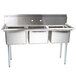 Regency 60 inch 16-Gauge Stainless Steel Three Compartment Commercial Sink without Drainboards - 17 inch x 17 inch x 12 inch Bowls