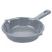 A Tablecraft gray cast aluminum fry pan with a handle.