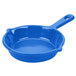 A Tablecraft cobalt blue cast aluminum fry pan with a blue handle.