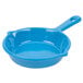 A Tablecraft sky blue cast aluminum fry pan with a blue handle.