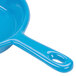 A sky blue Tablecraft cast aluminum fry pan with a handle.