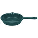 A Tablecraft hunter green cast aluminum fry pan with white speckles.