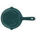 A Tablecraft hunter green cast aluminum fry pan with a handle.