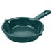 A Tablecraft hunter green cast aluminum fry pan with a handle.