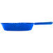 A Tablecraft blue speckled cast aluminum fry pan with a handle.