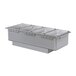 A Hatco rectangular stainless steel drop-in hot food well with three compartments.