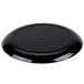 a black circular object with a white background