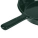 A Tablecraft hunter green cast aluminum fry pan with a handle.