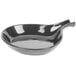 A natural cast aluminum skillet with a handle.