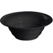 A black Tablecraft cast aluminum salad bowl with a wide rim.