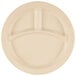 A beige polycarbonate plate with three sections.