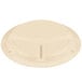 A beige polycarbonate plate with three compartments.