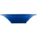 A Tablecraft cobalt blue cast aluminum square bowl on a table in a salad bar.