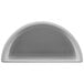 A natural cast aluminum Tablecraft half soup bowl with a curved edge on a white background.