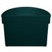 A Tablecraft hunter green cast aluminum half soup bowl with a curved top.