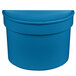 A Tablecraft sky blue cast aluminum bowl with a curved top.