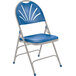 National Public Seating 1105 Gray Metal Folding Chair with Blue Plastic Seat
