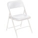 National Public Seating 821 White Metal Folding Chair with White Plastic Seat