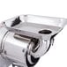 A stainless steel Robot Coupe continuous feed automatic sieve with a tray.