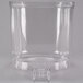 A clear plastic container with a lid on a couple of feet.