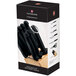 A box of Victorinox 8 piece knife block set with black handles.