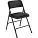 National Public Seating 2210 Black Metal Folding Chair with 1 1/4 inch Midnight Black Fabric Padded Seat