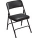 National Public Seating 1210 Black Metal Folding Chair with 1 1/4 inch Caviar Black Vinyl Padded Seat