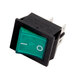 A green switch with white text and a white line.