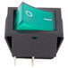 A green Avantco rocker switch with white text.