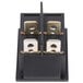 An Avantco green replacement rocker switch with two black square switches and two pins.