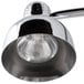 An Alto-Shaam silver heated dual lamp carving station with glass shades over the lamps.