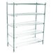 A Metro Metroseal 3 wire shelving unit with four shelves.