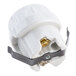 A white porcelain screw-in bulb socket with a metal base.