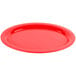 A red oval platter with a white background.