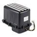 A black Manitowoc drain pump box with white stripes.