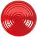 A red melamine bowl with ripples in the sides.