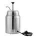 A stainless steel electric topping warmer and pump dispenser with a power cord.