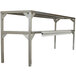 A Delfield stainless steel table with two shelves.