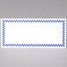 A white rectangular deli sign with a blue and white checkered border.