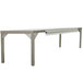 A Delfield stainless steel single overshelf on a table.