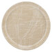 A beige Cambro round tray with an abstract design on a white surface.