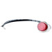 A red pilot light on a black cable.