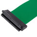 A black wall-mount stanchion with a green retractable belt and black connector.