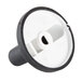 A white and black plastic Nemco thermostat knob with a hole in it.