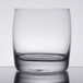 A close up of a clear Spiegelau Soiree Rocks glass.