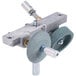 A metal replacement sharpener assembly for an Avantco meat slicer with a metal grinding wheel and two screws.