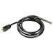 A black cord with a black plug and a black wire.